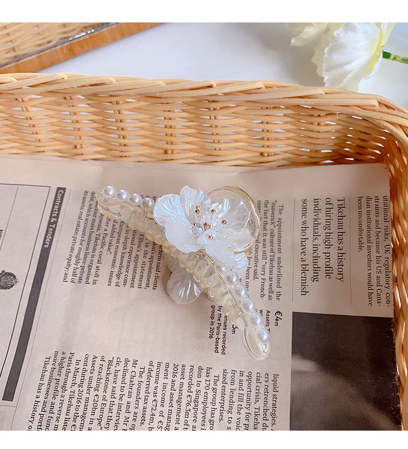Pearl Flower Hair Jaw Clip Large Hair Clip Back Head Female Temperament Shark Clip Design Sense Internet Celebrity Hair Clip Headdress Summer