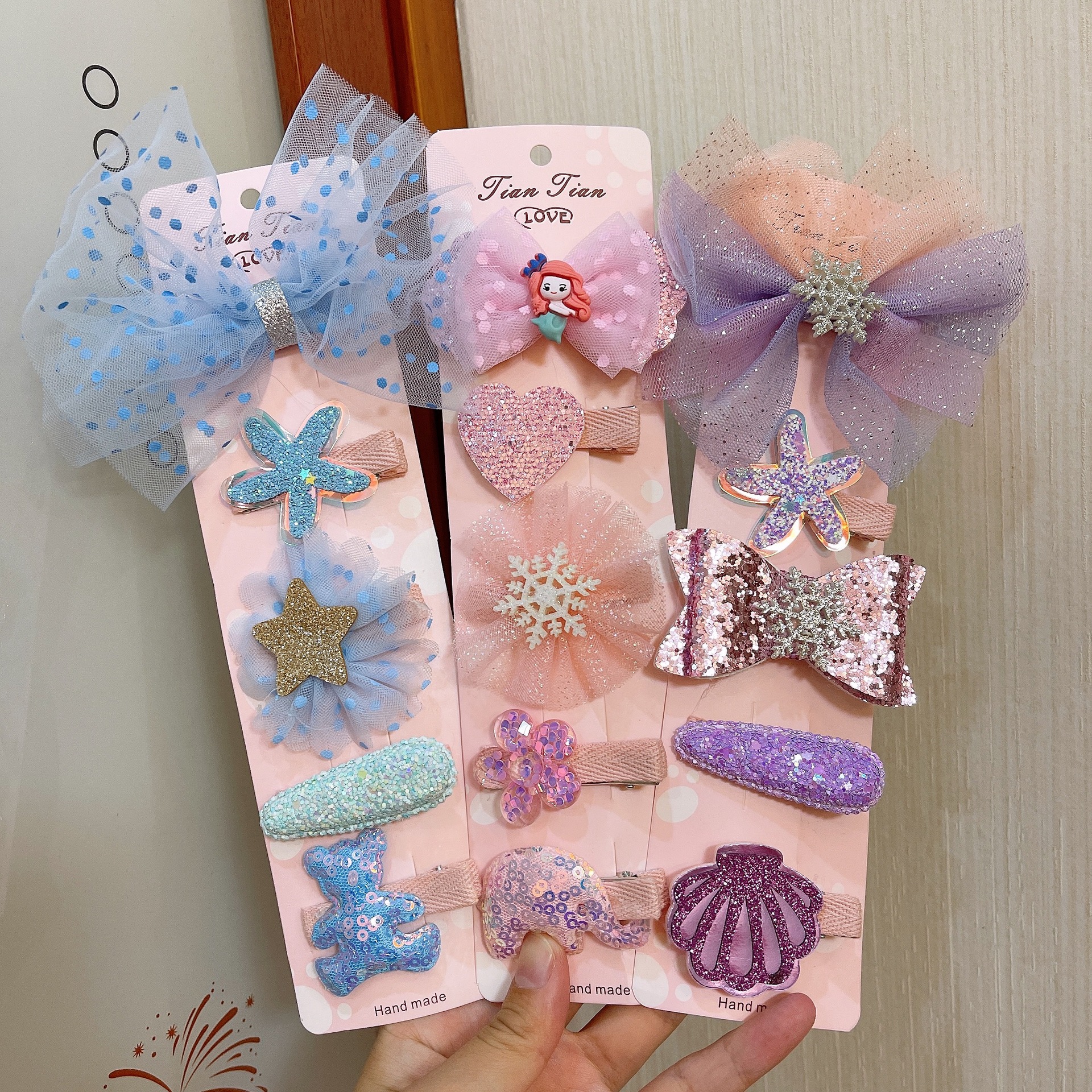 Five-Piece Suit Children's Princess Headdress Korean Style New Little Girl Hair Accessories Bow Cute Crown Flower Barrettes