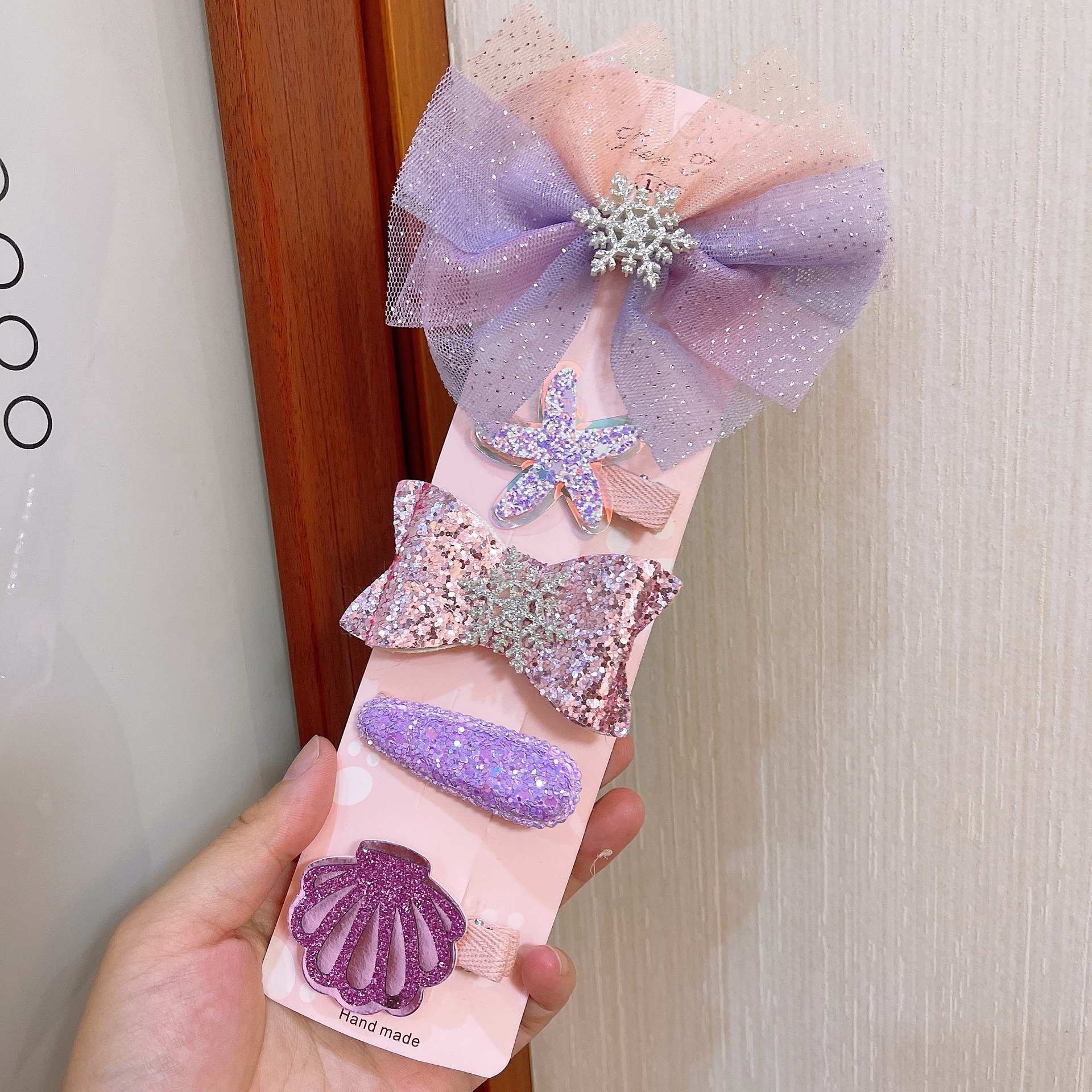 Five-Piece Suit Children&#039;s Princess Headdress Korean Style New Little Girl Hair Accessories Bow Cute Crown Flower Barrettes