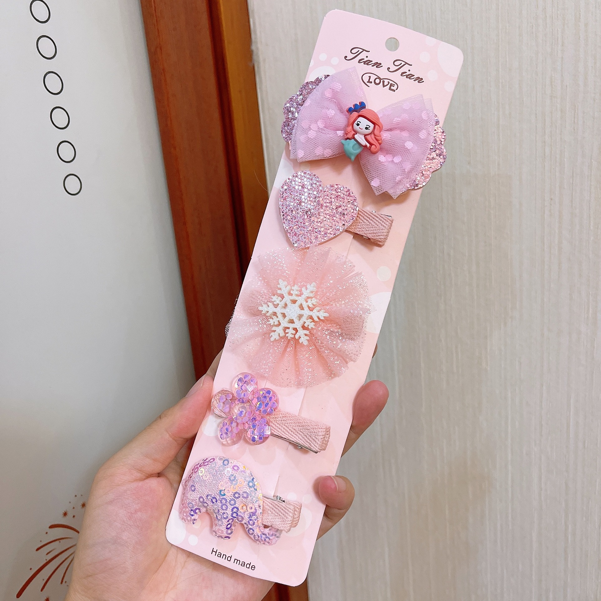 Five-Piece Suit Children's Princess Headdress Korean Style New Little Girl Hair Accessories Bow Cute Crown Flower Barrettes