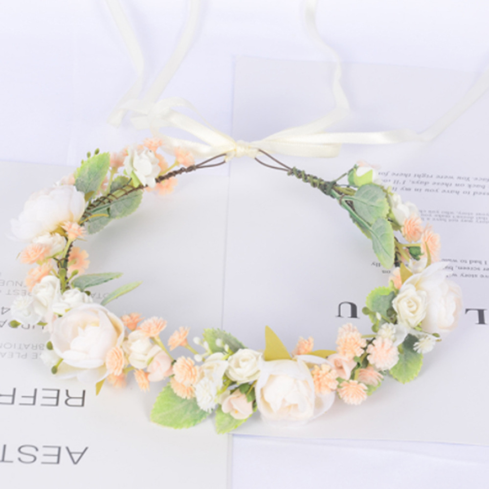 Amazon Ins Bridal Children&#039;s Artificial Wreath Headdress Handmade Pearl Flower Hair Accessories Wedding Dress Headdress Flower Wholesale