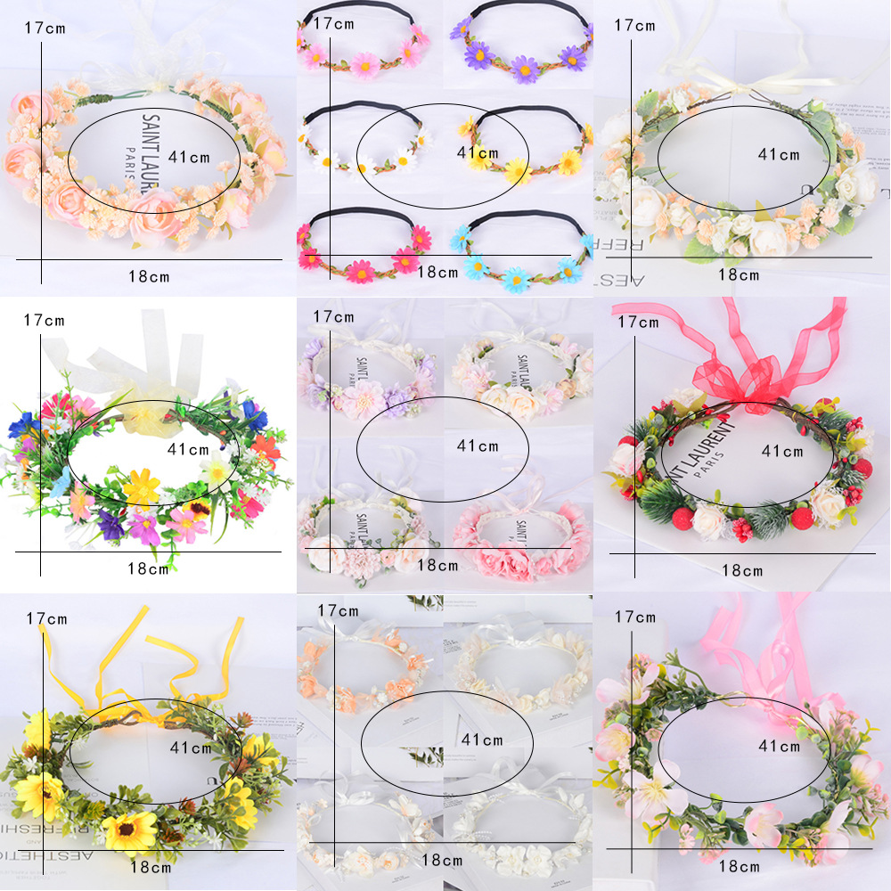 Amazon Ins Bridal Children&#039;s Artificial Wreath Headdress Handmade Pearl Flower Hair Accessories Wedding Dress Headdress Flower Wholesale