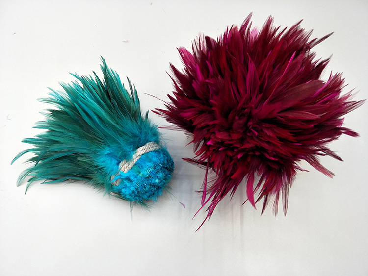 Factory Direct Sales 5-6 Inch High Quality Red Tip Chicken Feather Roll DIY Corsage Headdress Hat Flower Dream Catcher Material Feather