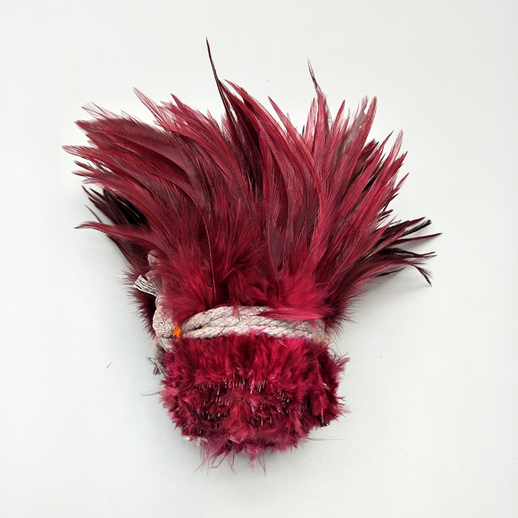 Factory Direct Sales 5-6 Inch High Quality Red Tip Chicken Feather Roll DIY Corsage Headdress Hat Flower Dream Catcher Material Feather