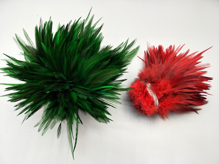 Factory Direct Sales 5-6 Inch High Quality Red Tip Chicken Feather Roll DIY Corsage Headdress Hat Flower Dream Catcher Material Feather