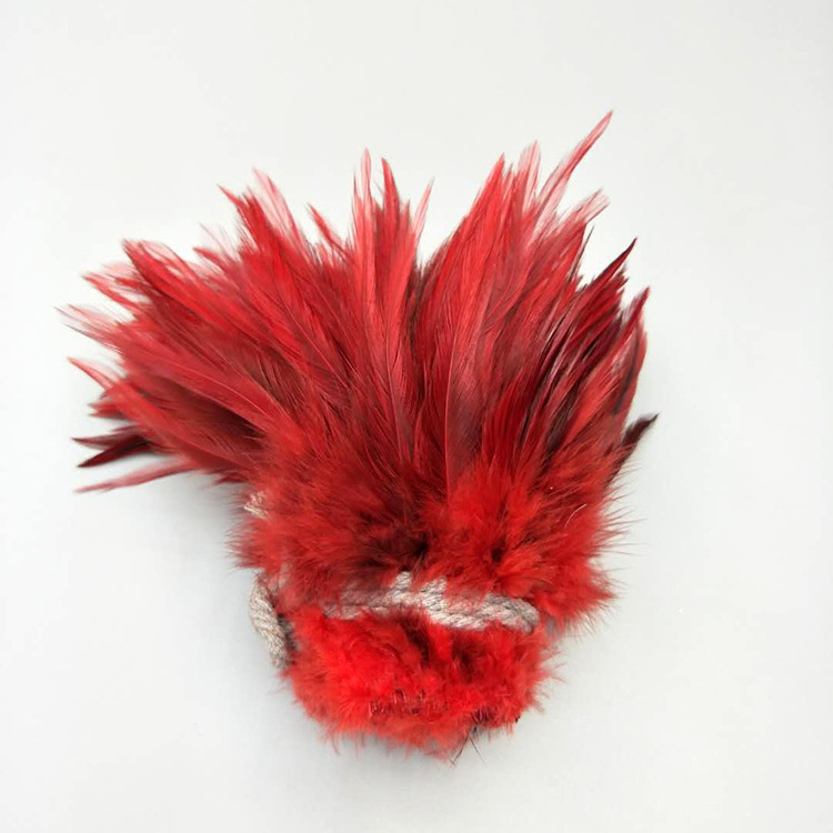 Factory Direct Sales 5-6 Inch High Quality Red Tip Chicken Feather Roll DIY Corsage Headdress Hat Flower Dream Catcher Material Feather