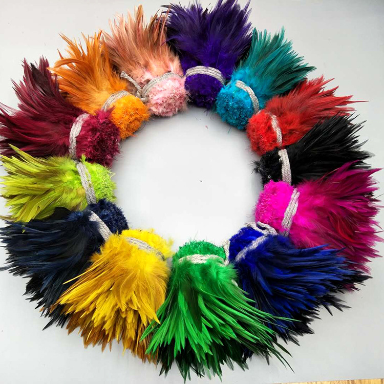 Factory Direct Sales 5-6 Inch High Quality Red Tip Chicken Feather Roll DIY Corsage Headdress Hat Flower Dream Catcher Material Feather