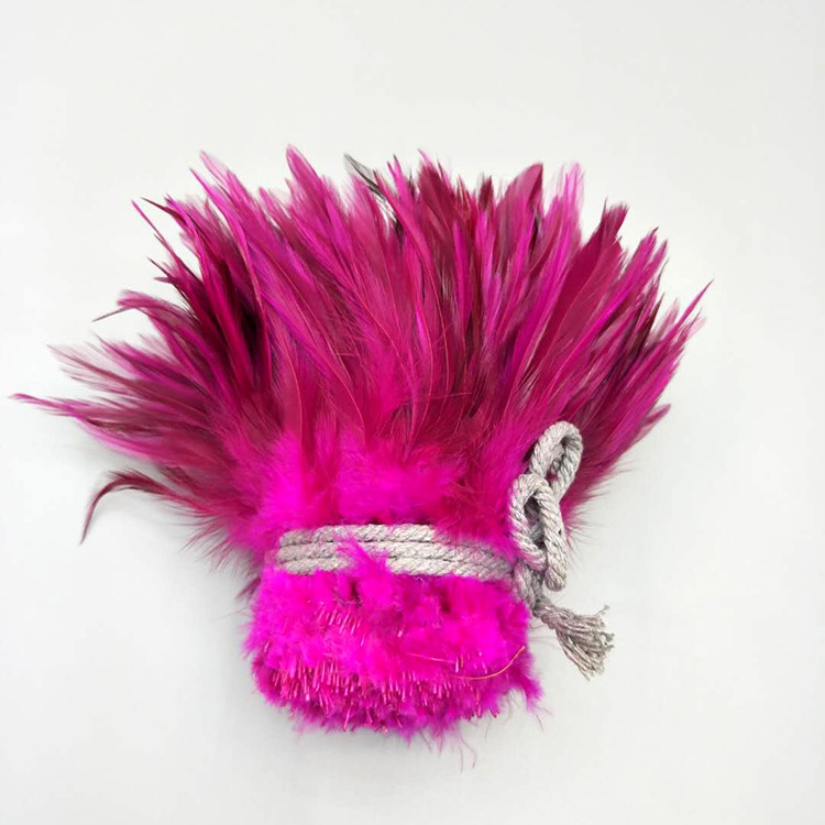 Factory Direct Sales 5-6 Inch High Quality Red Tip Chicken Feather Roll DIY Corsage Headdress Hat Flower Dream Catcher Material Feather