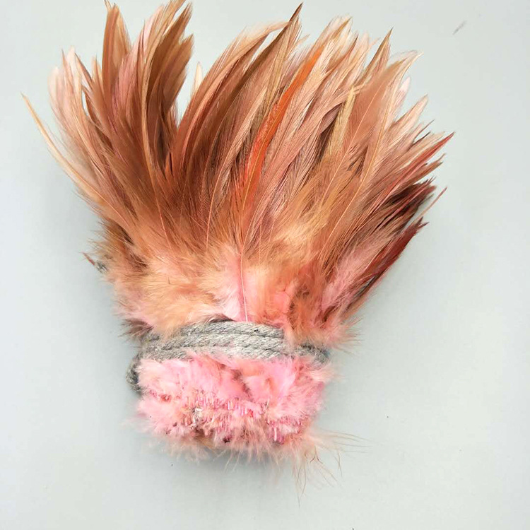 Factory Direct Sales 5-6 Inch High Quality Red Tip Chicken Feather Roll DIY Corsage Headdress Hat Flower Dream Catcher Material Feather
