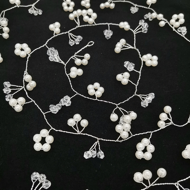 European and American bride ebay sales extension 1 M handmade crystal pearl hair headband wedding dress accessories headband