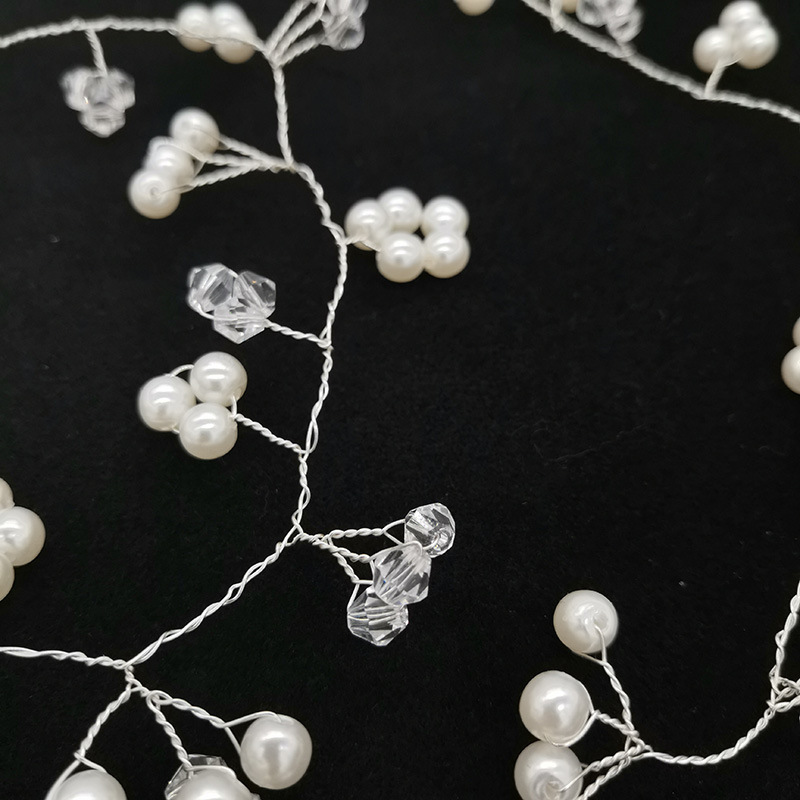 European and American bride ebay sales extension 1 M handmade crystal pearl hair headband wedding dress accessories headband