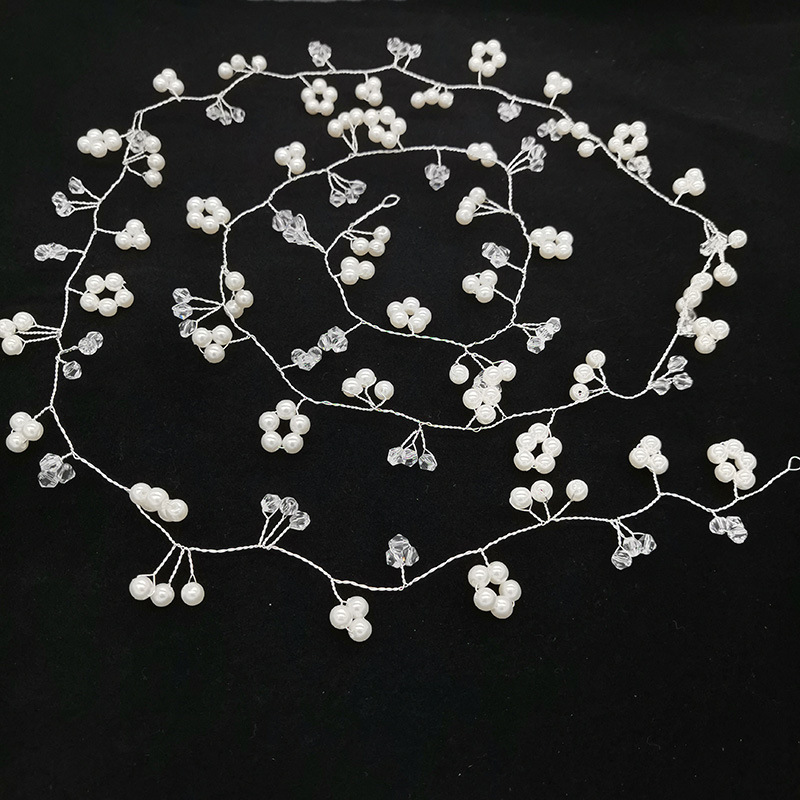 European and American bride ebay sales extension 1 M handmade crystal pearl hair headband wedding dress accessories headband