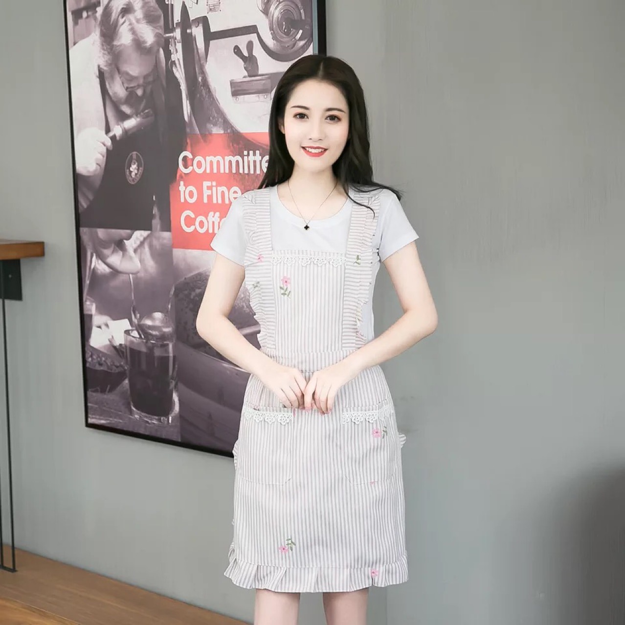 2019 Latest Fresh Korean Style Cotton Linen Double Layer Home Apron