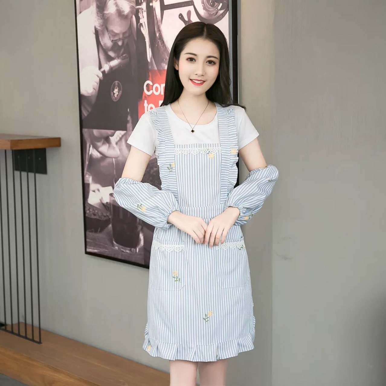 2019 Latest Fresh Korean Style Cotton Linen Double Layer Home Apron