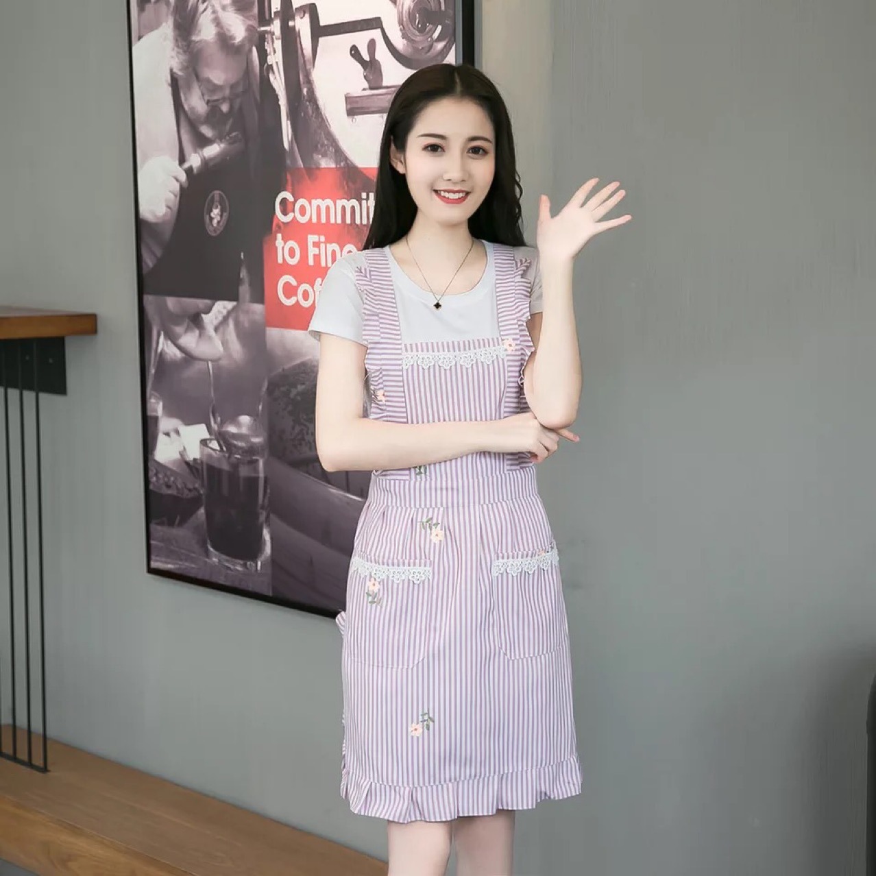 2019 Latest Fresh Korean Style Cotton Linen Double Layer Home Apron