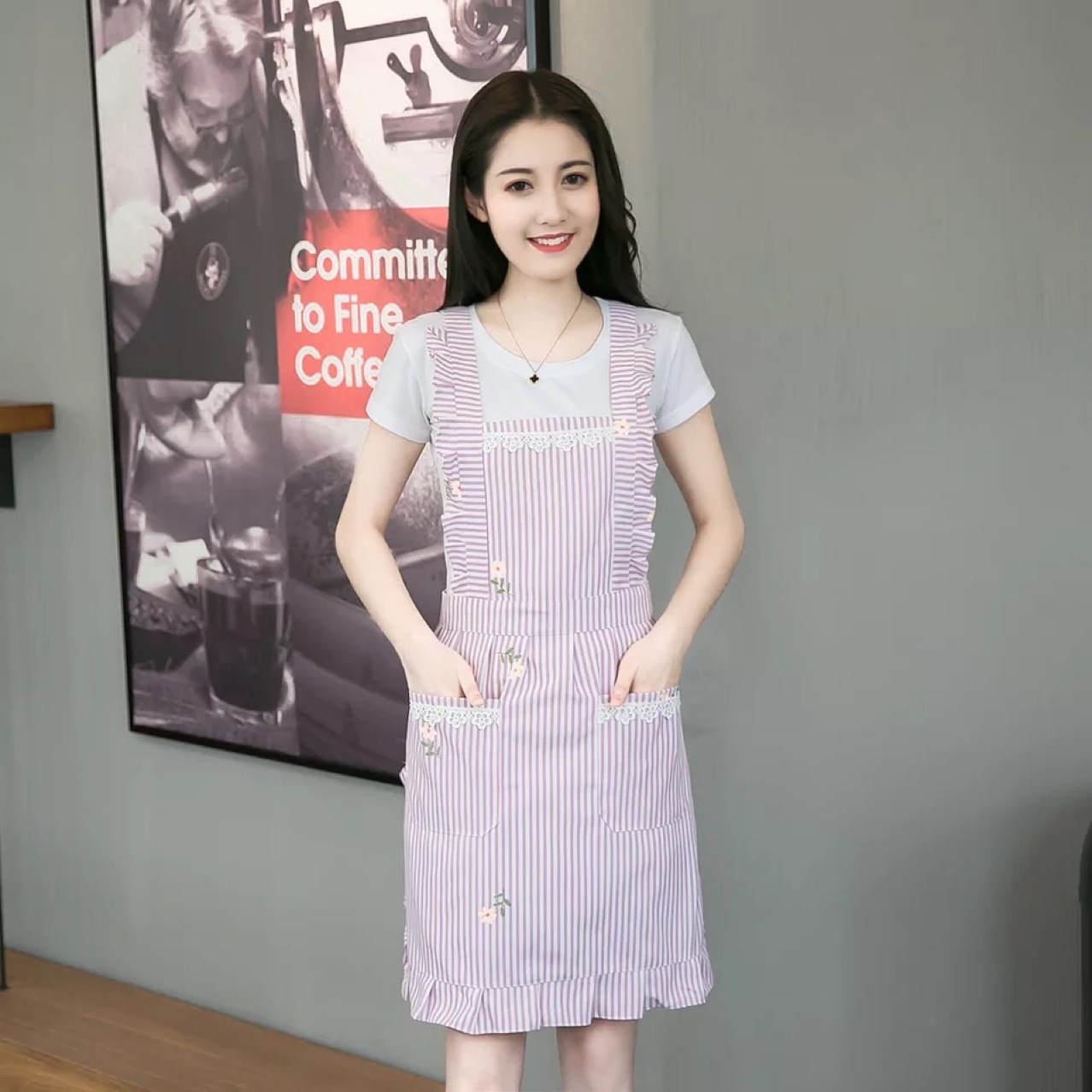 2019 Latest Fresh Korean Style Cotton Linen Double Layer Home Apron