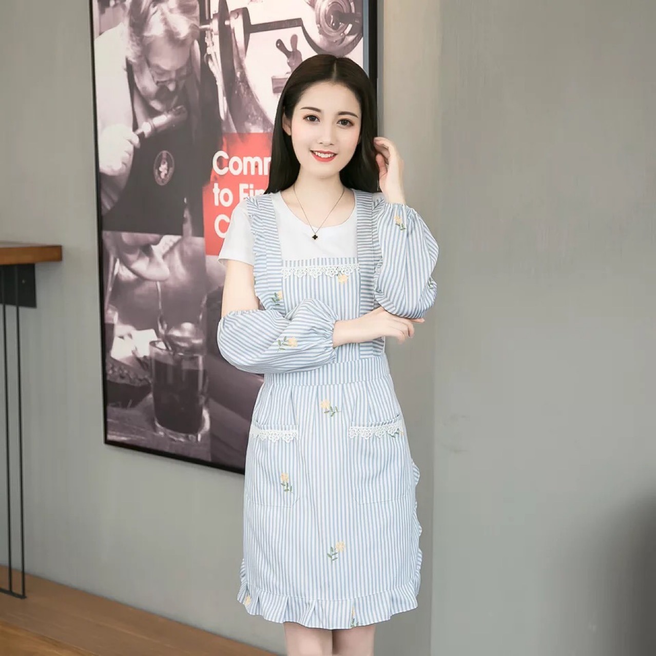 2019 Latest Fresh Korean Style Cotton Linen Double Layer Home Apron