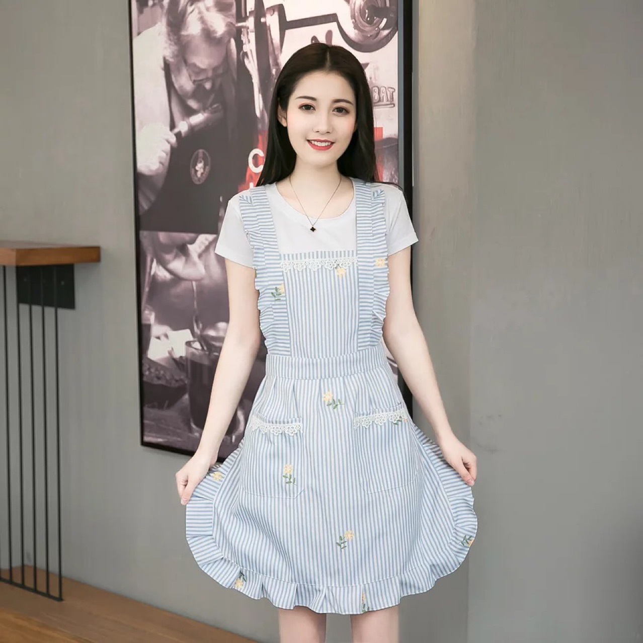 2019 Latest Fresh Korean Style Cotton Linen Double Layer Home Apron