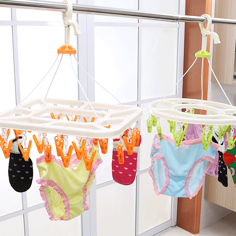 Baby hanger children&#039;s Baby underwear multi-functional plastic clip hook circular household windproof hanger