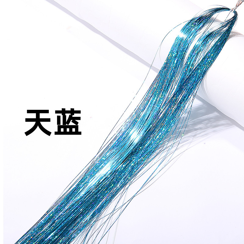 Tinsel Hair Extension Gold Silk 120cm Hair Band Colorful Ropes Colorful Laser Silk Flash Hair Extension Color Thread