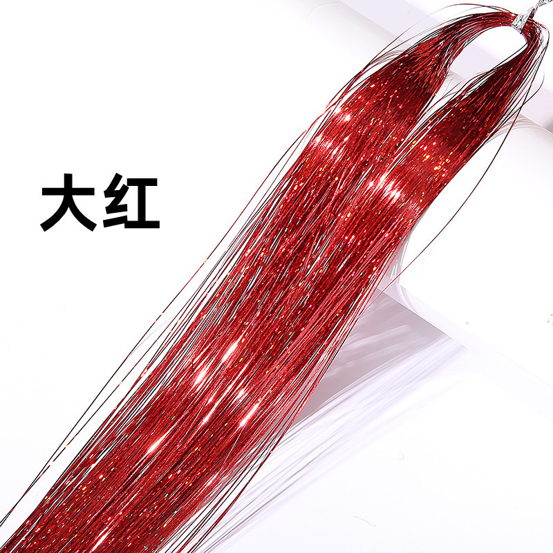 Tinsel Hair Extension Gold Silk 120cm Hair Band Colorful Ropes Colorful Laser Silk Flash Hair Extension Color Thread