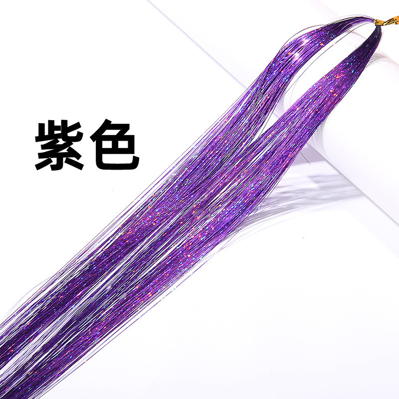 Tinsel Hair Extension Gold Silk 120cm Hair Band Colorful Ropes Colorful Laser Silk Flash Hair Extension Color Thread