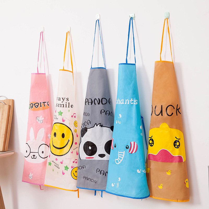 Cartoon Waterproof Advertising Apron Spot Halter Half-Length Kitchen Cartoon Apron PVC Apron Factory Direct Supply Wholesale