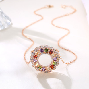 European and American Jewelry Set Stylish Water Drop Crystal African Jewelry Bridal Necklace Set Colorful Zircon Three-Piece Set