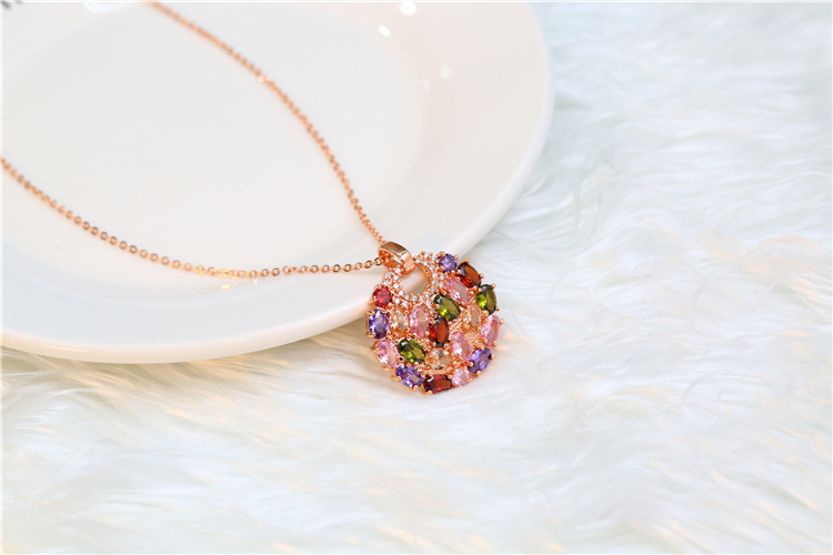 European and American Jewelry Set Stylish Water Drop Crystal African Jewelry Bridal Necklace Set Colorful Zircon Three-Piece Set