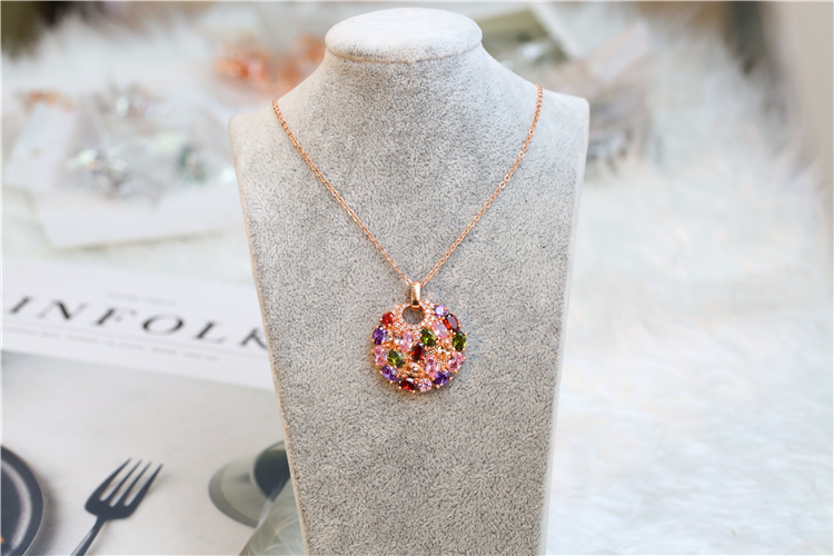 European and American Jewelry Set Stylish Water Drop Crystal African Jewelry Bridal Necklace Set Colorful Zircon Three-Piece Set
