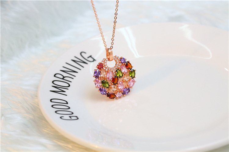 European and American Jewelry Set Stylish Water Drop Crystal African Jewelry Bridal Necklace Set Colorful Zircon Three-Piece Set