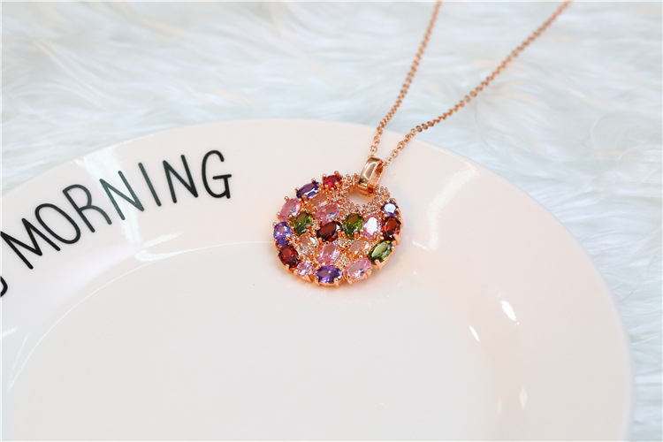 European and American Jewelry Set Stylish Water Drop Crystal African Jewelry Bridal Necklace Set Colorful Zircon Three-Piece Set