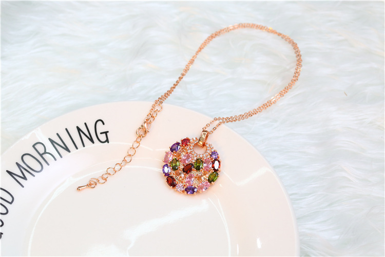 European and American Jewelry Set Stylish Water Drop Crystal African Jewelry Bridal Necklace Set Colorful Zircon Three-Piece Set
