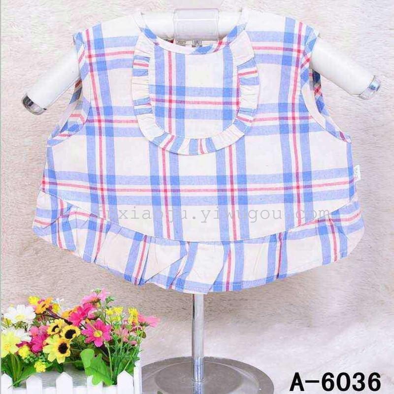Lattice apron Baby Bib rice cotton children&#039;s clothing pocket slobber