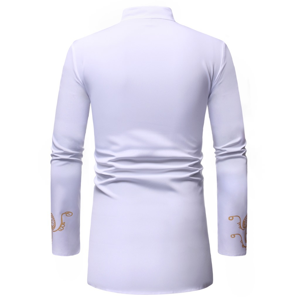 Foreign Trade Men's New Shirt African European Size Men's Chief Gilding Pattern Irregular Lining ZT-FZ46