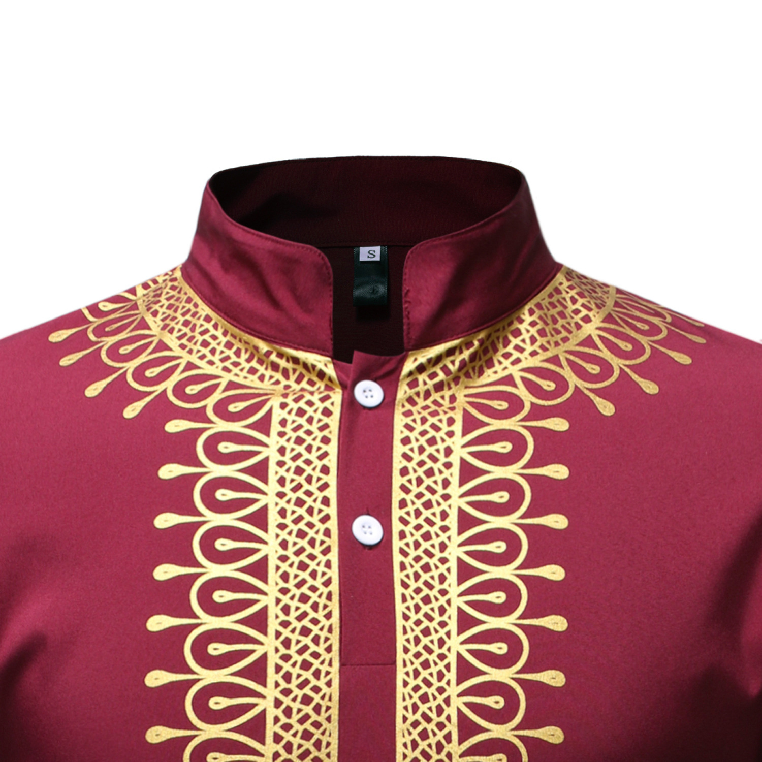 Foreign Trade Men's New Shirt African European Size Men's Chief Gilding Pattern Irregular Lining ZT-FZ46