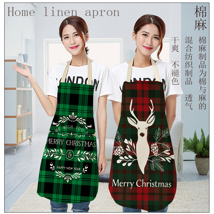 Cartoon Christmas Apron Home Cleaning Dustproof Special Sleeveless Apron Antifouling Halter Apron in Stock Wholesale
