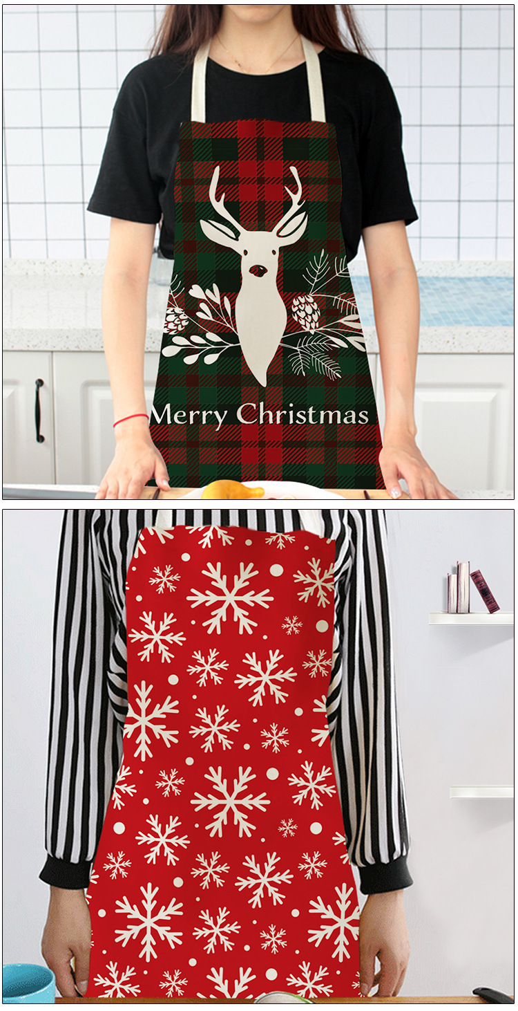 Cartoon Christmas Apron Home Cleaning Dustproof Special Sleeveless Apron Antifouling Halter Apron in Stock Wholesale