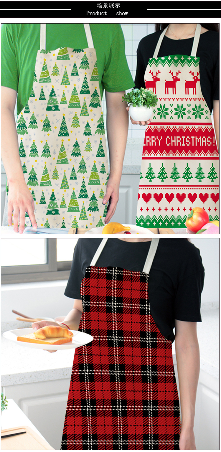 Cartoon Christmas Apron Home Cleaning Dustproof Special Sleeveless Apron Antifouling Halter Apron in Stock Wholesale