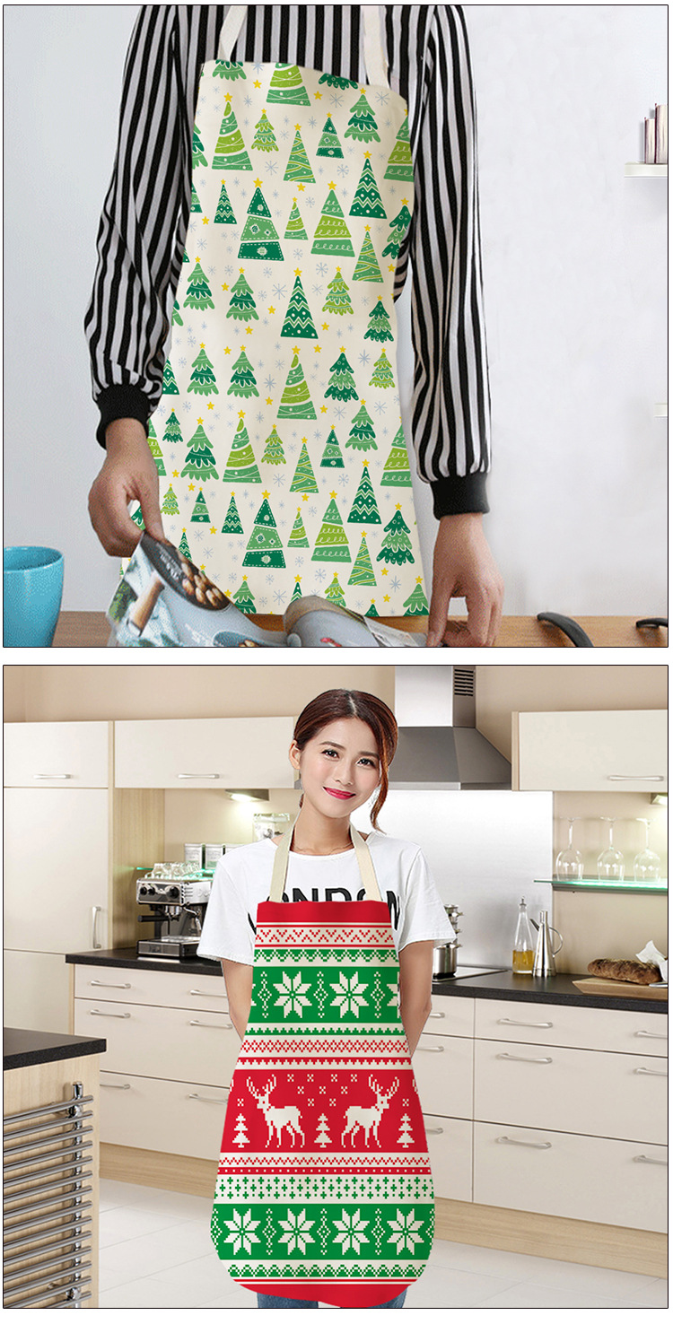 Cartoon Christmas Apron Home Cleaning Dustproof Special Sleeveless Apron Antifouling Halter Apron in Stock Wholesale