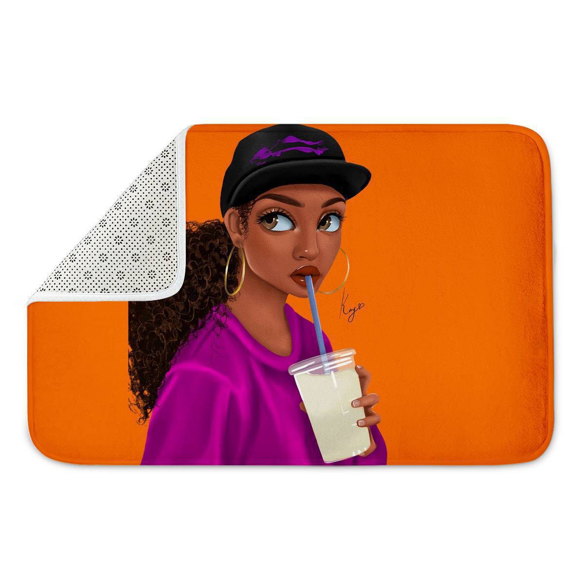 Cross-Border Supply African Girl Floor Mat Pattern Custom Mat Flannel Floor Mat Bathroom Mats Non-Slip Mat Door Mat