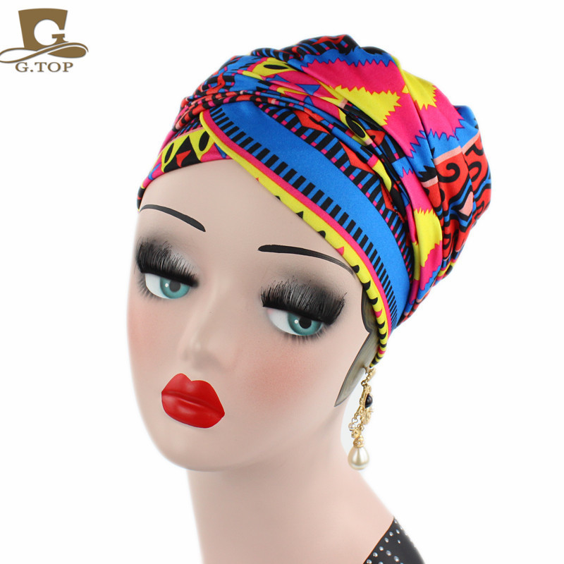 New Elastic Cotton Scarf Long Tail Cap Wrap Head Cap Tam-O'-Shanter African Wrap Head Scarf Hat