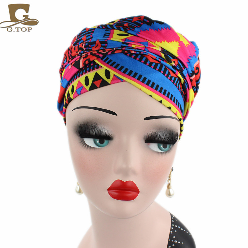 New Elastic Cotton Scarf Long Tail Cap Wrap Head Cap Tam-O'-Shanter African Wrap Head Scarf Hat