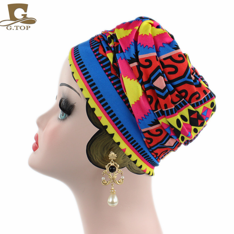 New Elastic Cotton Scarf Long Tail Cap Wrap Head Cap Tam-O'-Shanter African Wrap Head Scarf Hat