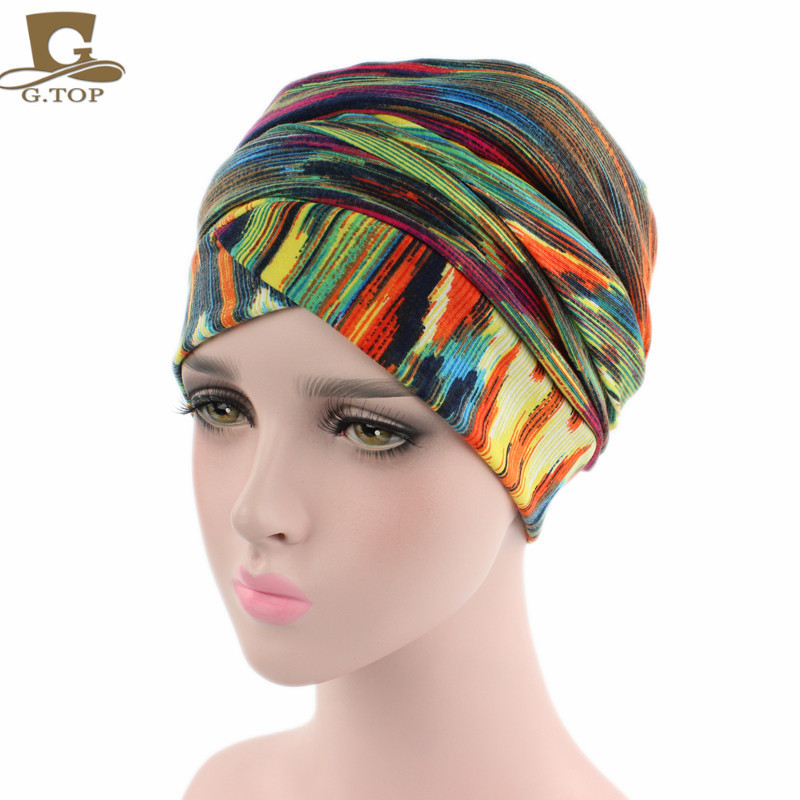 New Elastic Cotton Scarf Long Tail Cap Wrap Head Cap Tam-O'-Shanter African Wrap Head Scarf Hat