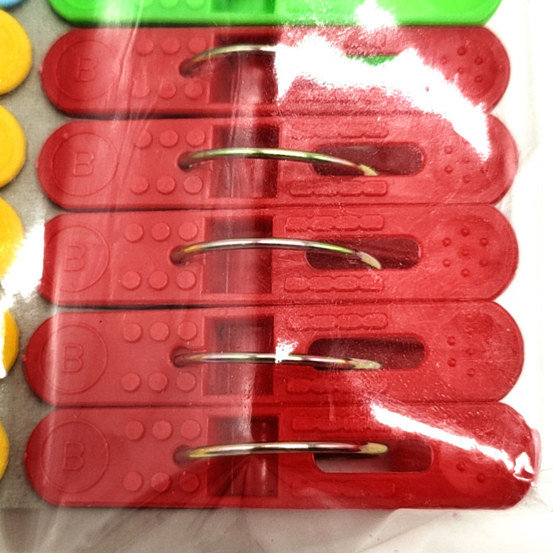 Sunshine Department Store Bagged Colorful Plastic Clip Household Clothespin Windproof 4 Color Mixed Pack 20 PCs Solid Color Clip
