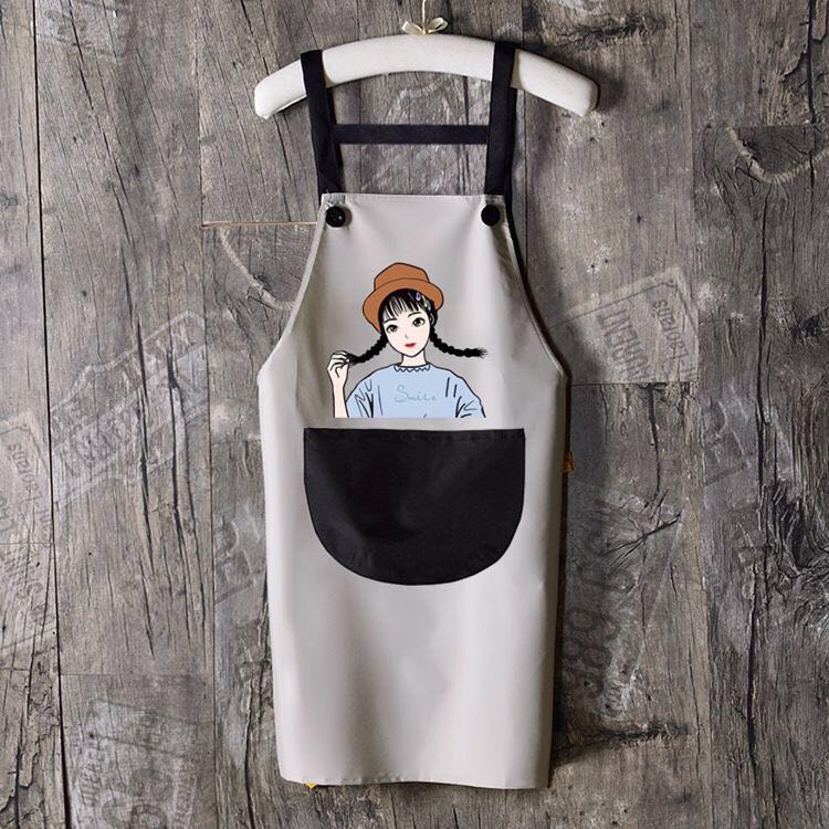 Waterproof Braid Sleeveless Apron Couple Dustproof Oil-Proof Anti-Fouling Kitchen Household Cleaning Work Clothes Solid Color