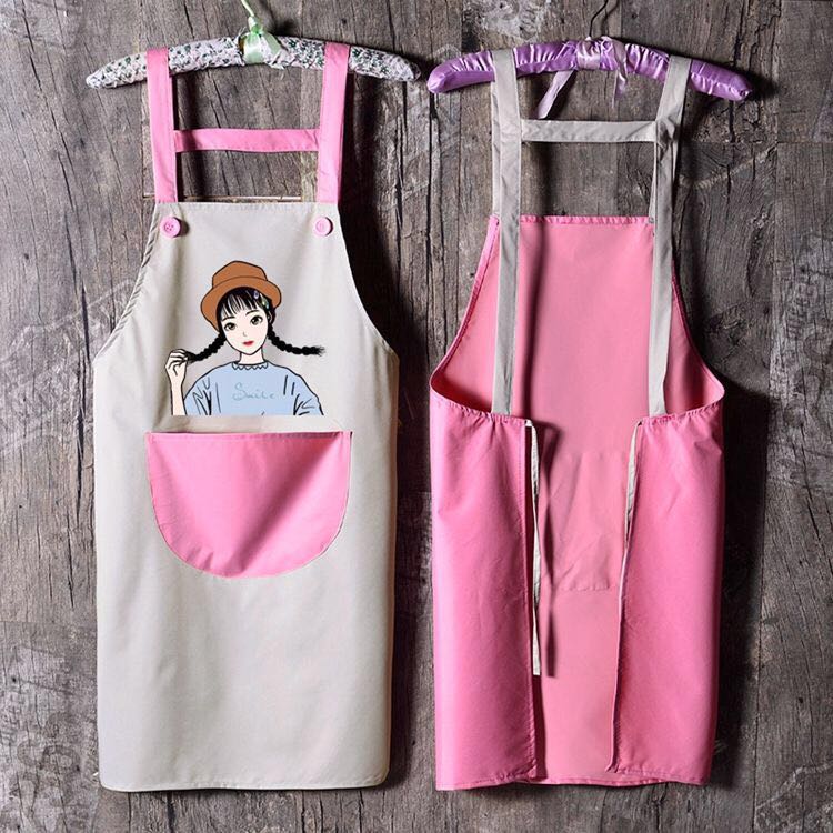 Waterproof Braid Sleeveless Apron Couple Dustproof Oil-Proof Anti-Fouling Kitchen Household Cleaning Work Clothes Solid Color