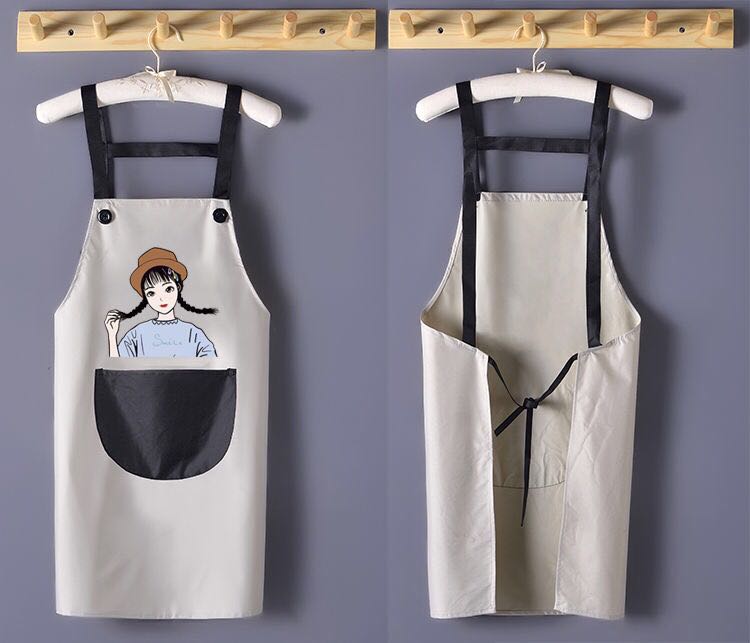 Waterproof Braid Sleeveless Apron Couple Dustproof Oil-Proof Anti-Fouling Kitchen Household Cleaning Work Clothes Solid Color