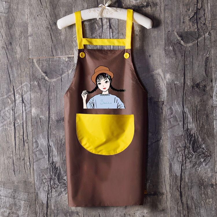 Waterproof Braid Sleeveless Apron Couple Dustproof Oil-Proof Anti-Fouling Kitchen Household Cleaning Work Clothes Solid Color